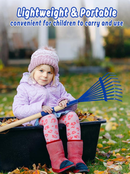 Kids Friendly Rakes for Leaves - 28" Child Size Small Rake with Durable Metal Head & Hardwood
