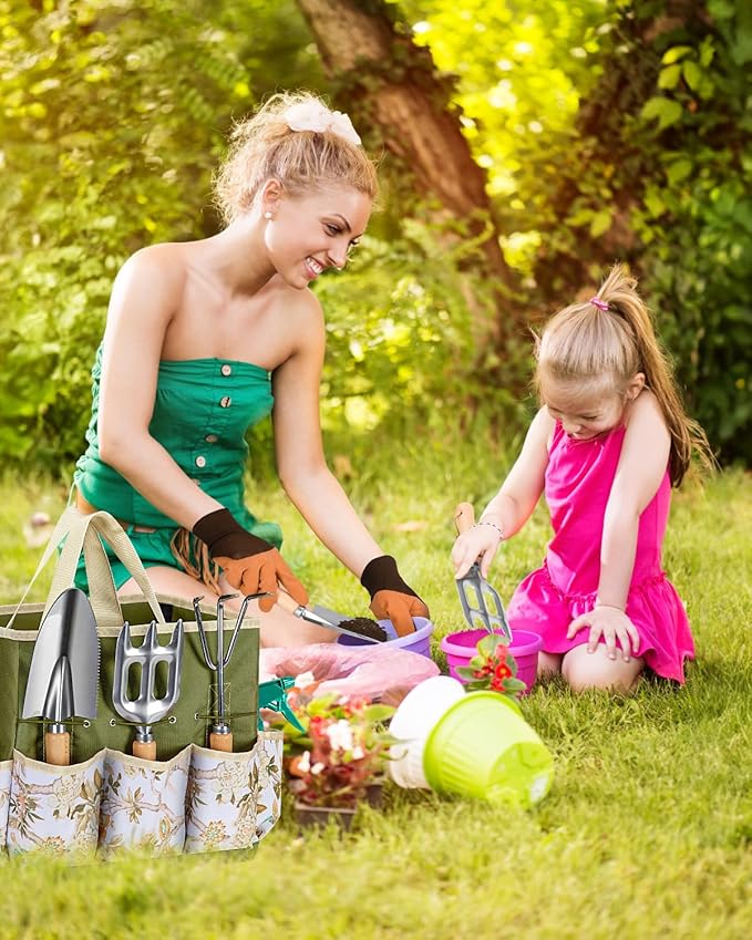 9-Piece Premium Gardening Tool Set for Women - Heavy Duty Stainless Steel Rust-Proof Tools with