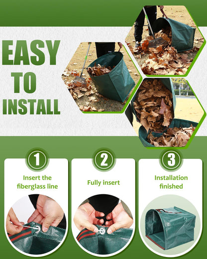 Joyhalo Reusable Yard Waste Bags, 2 Pack 40 Gallon Dustpan-Type Garden Bag for Collecting Leaves