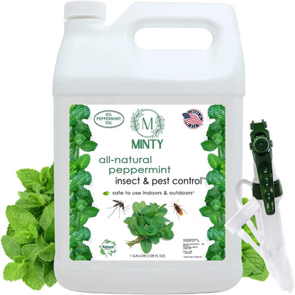 Minty Insect & Pest Control, Powerful & Natural 5% Peppermint Oil Spray for Ants, Spiders, Bed