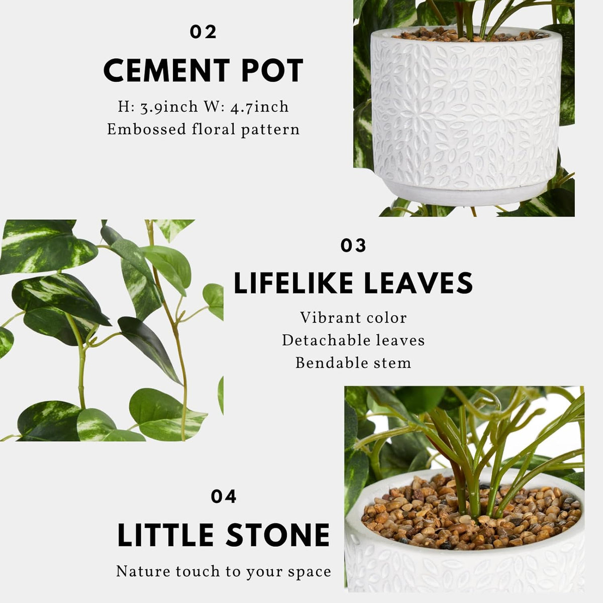 CADNLY Realistic Artificial Plants Indoor in Pot – Green Faux Hanging Plants Artificial Decor Fake