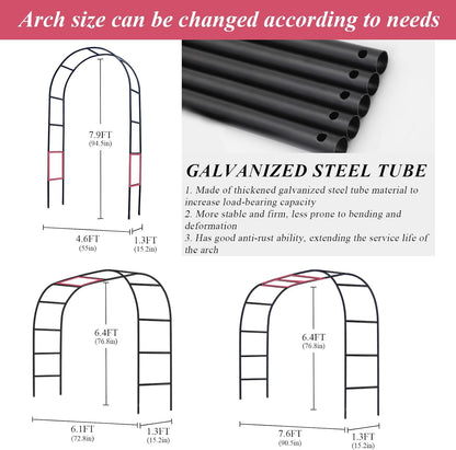 Thickened Tube Garden Arch Trellis - 4.6ft Wide x 7.9ft High or 7.6ft Wide x 6.4ft High - Trellis