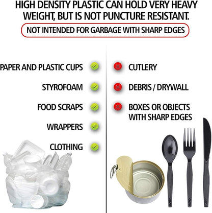 Aluf Plastics High Density Trash Bags, 16 Gallon, 1000 Count, 8 Micron (eq), 24" x 33", Clear, for