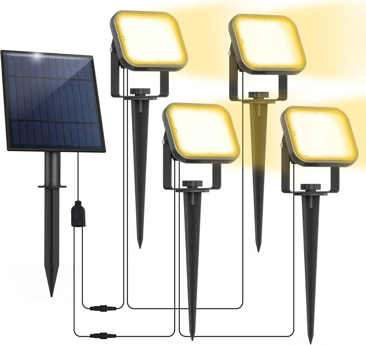 Solar Spot Lights Outdoor, 20 LED IP65 Waterproof Solar Landscape Lights, Dusk-to-Dawn 3000K Warm