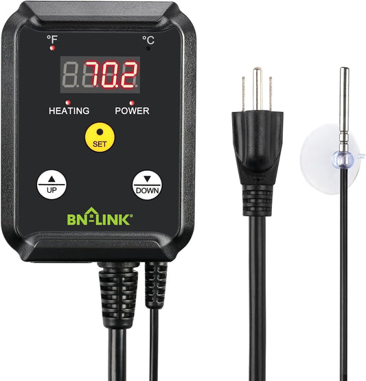 BN-LINK Reptile Thermostat Temperature Controller, Digital Heat Mat Thermostat for Seed Starting