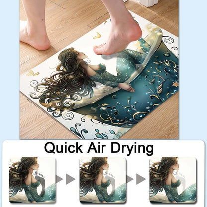 Bath Mat-Bathroom Rug，Bathtub Mermaid-Absorbent Non Slip Quick Dry Stain Resistant Easy to Clean