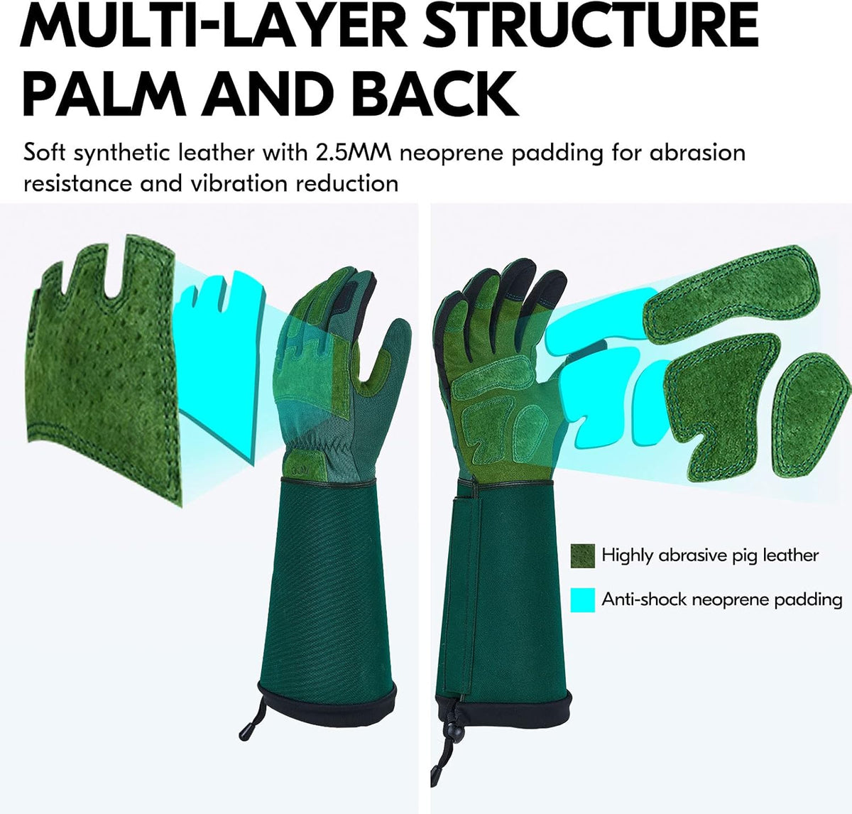 Vgo... 1 Pair Gardening Gloves Unses,Safety Work Gloves,Long Sleeves Gauntlet,Puncture-proof,Thorn