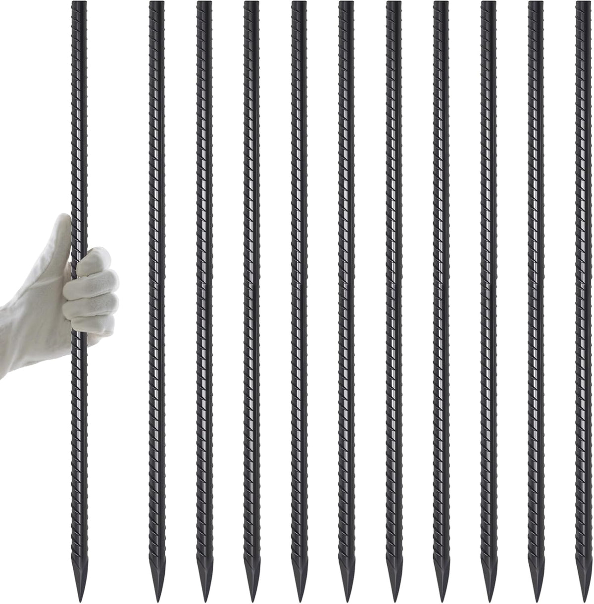 AAGUT Rebar Stakes 24 Inch 10 Pcs Landscape Timber Spikes 1/2", Heavy Duty Straight Garden Plant