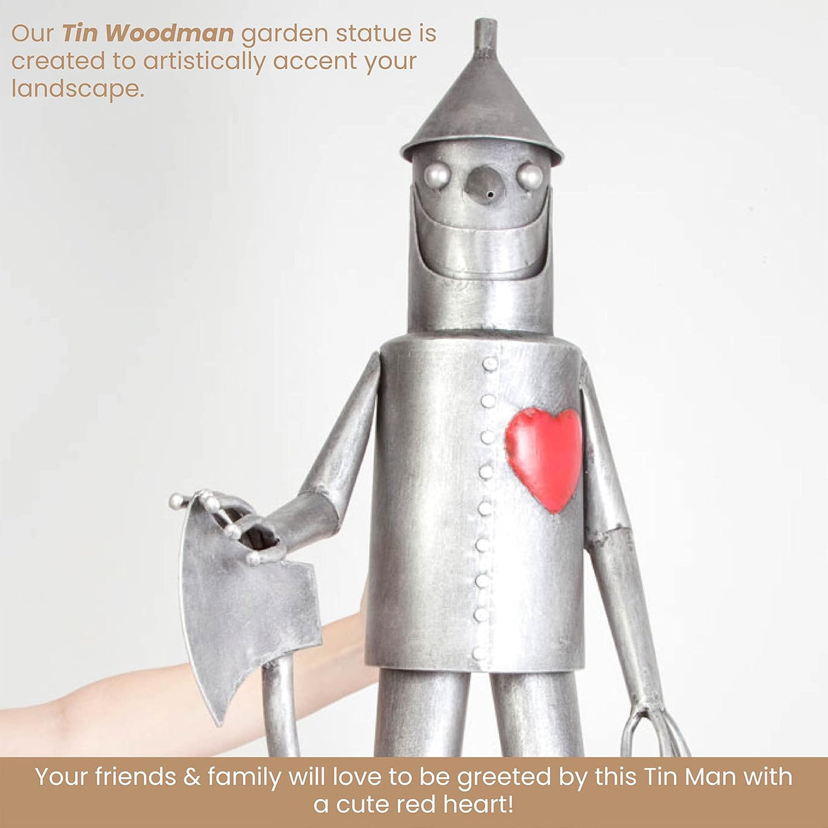 Bits and Pieces - 30 ½” Tall Tin Woodsman with a Heart Garden Statue - Yard Decorations - Outdoor