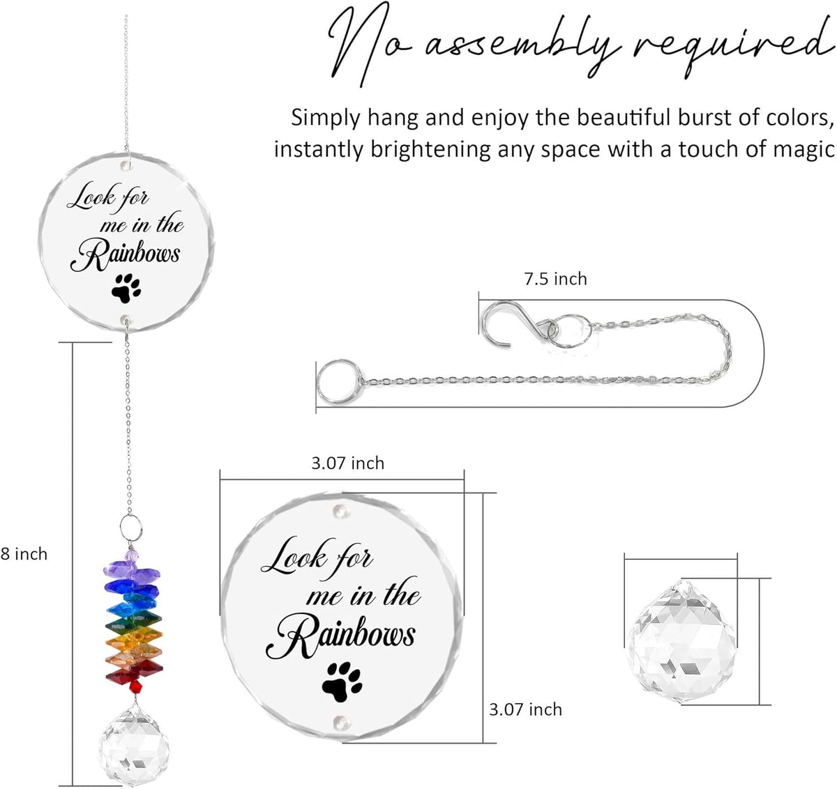 Pet Memorial Suncatcher - Pet Memorial Suncatchers - Dog Cat Loss Sympathy Gift - Rainbow Crystal