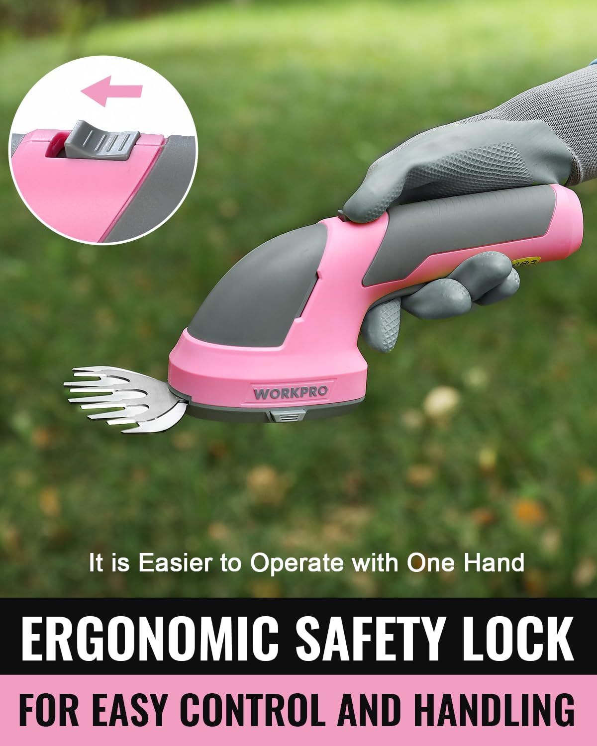 WORKPRO Cordless Grass Shear & Shrubbery Trimmer - 2 in 1 Handheld Hedge Trimmer 7.2V Electric