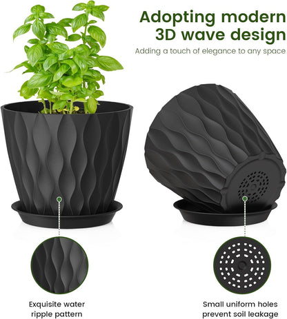 7/6.5/6/5.5/5/4.5/4 inch Plant Pots for Indoor Outdoor Plants, 7 Pack Thick Flower Pots with