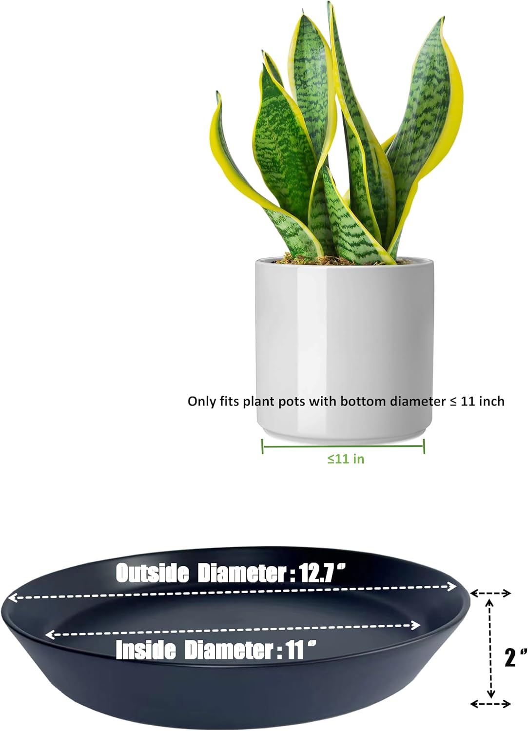 Plant Saucers 12 Inch (12.7 Inch) Plant Trays, Durable Round Glazed Ceramic Flower Plant Water Drip