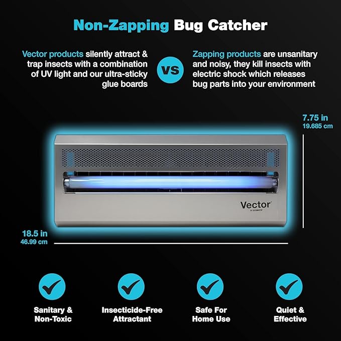 Catchmaster Vector 15, UV Light Fly Traps Indoor for Home, Electric Gnat Traps for House Indoor