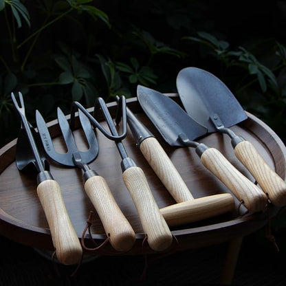 Japanese Gardening Tools Set, 6 Pcs Garden Tools Set, Black Painted Stainless Steel Heavy Duty