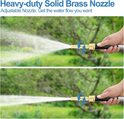 SPECILITE 75 FT Garden Hose, 304 Stainless Steel Metal Heavy Duty Flexible Water Pipe, Kink Free
