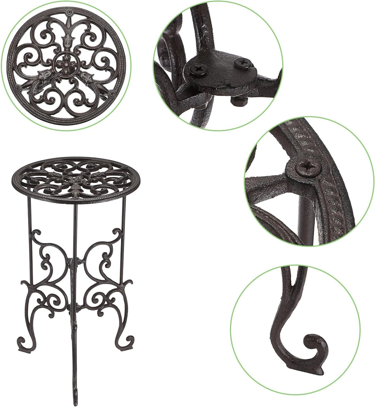 OwnMy Heavy Duty Cast Iron Plant Stand Indoor Outdoor Vintage Wrought Iron Round Flower Pot Holder