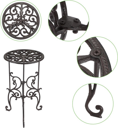 OwnMy Heavy Duty Cast Iron Plant Stand Indoor Outdoor Vintage Wrought Iron Round Flower Pot Holder