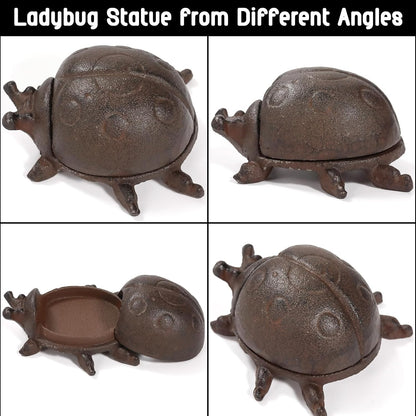 Hide a Key Ladybug Statue, Cast Iron Key Hiders Outside, Decorative Outdoor Spare Keys Holder