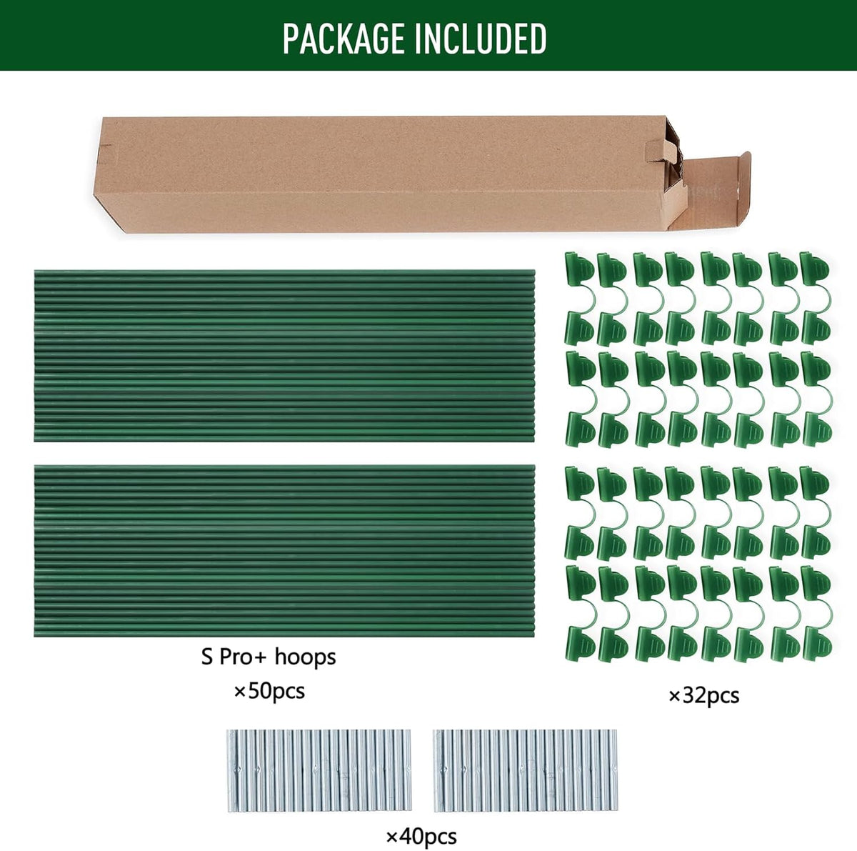 MAXPACE Greenhouse Hoops for DIY Grow Tunnels Less Than 2.7ft Wide, Rust-Free Fiberglass Support