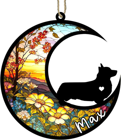 Personalized Dog Memorial, Custom Name Corgi (Black) Dog Christmas Ornament with Name, Custom