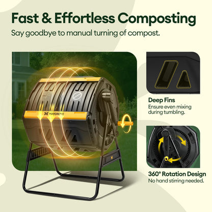 Maygrove Outdoor Compost Bin 53 Gallon, Dual Chamber Large Compost Tumbler for Garden Backyard