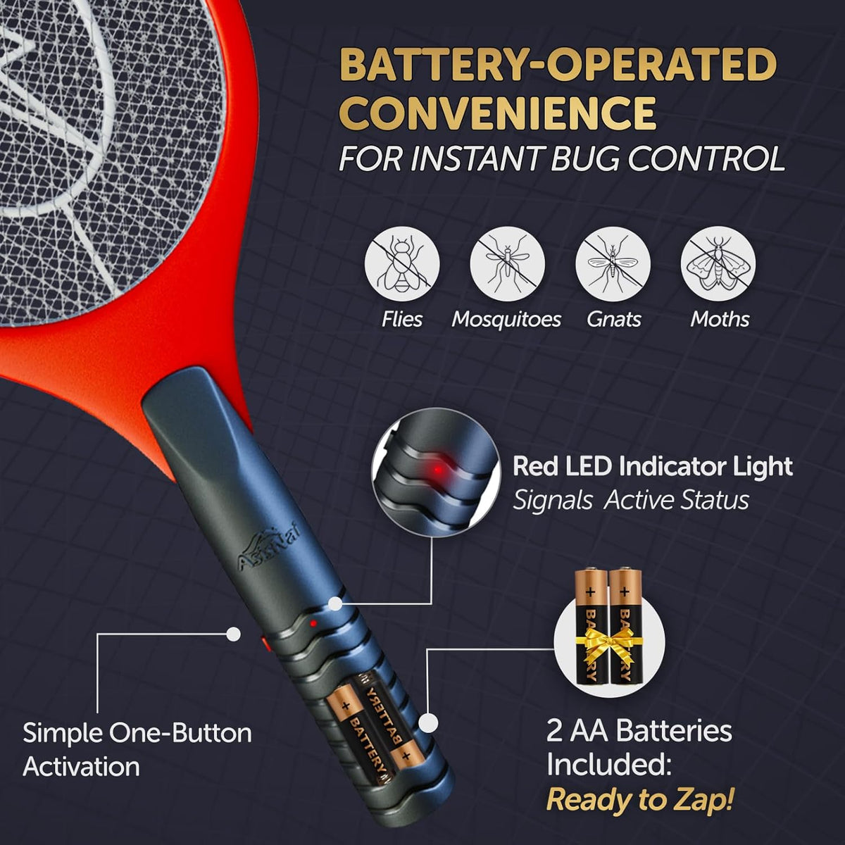 Upgraded Bug Zapper Racket 2025- Big Electric Fly Swatter & Mosquito Zapper for Indoor/Outdoor