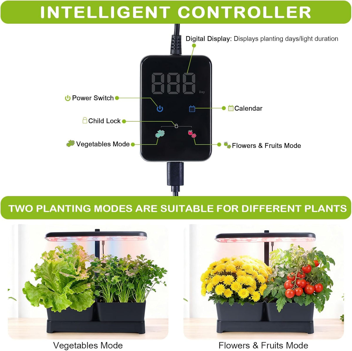 Indoor Garden Led Grow Light Planter Pots, Herb Kitchen Garden Grow Kit, Full Spectrum LED Plant