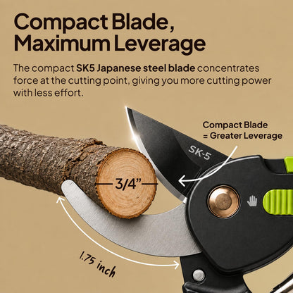 8.5" Professional Pruning Shears, Garden Clippers - Cuts 3X Easier Sharp Japanese Blade, Arthritis