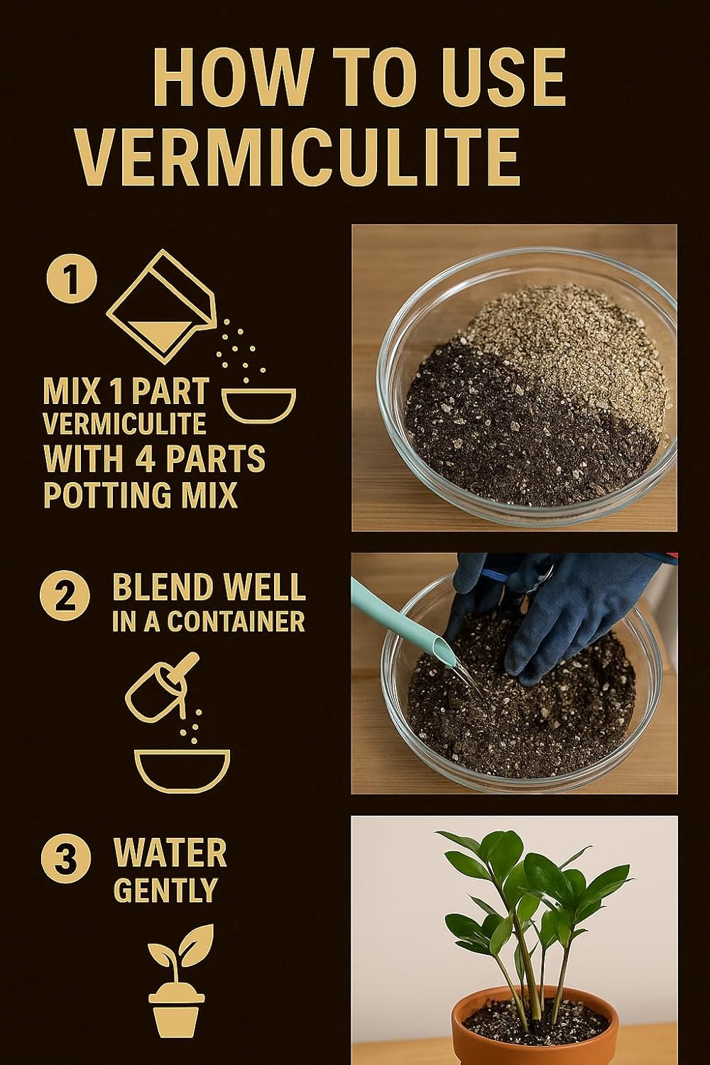 Horticultural Organic Vermiculite for Plants - Medium Grade - Natural Soil Additive for Gardening