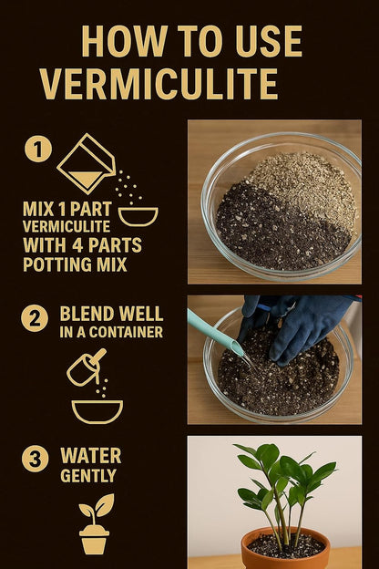 Horticultural Organic Vermiculite for Plants - Medium Grade - Natural Soil Additive for Gardening