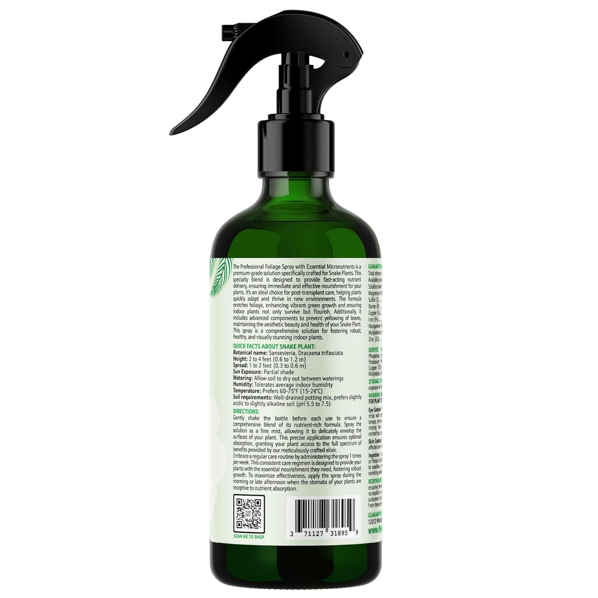 Professional Foliar Plant Spray with Essential Micronutrients 3-1-2 for Snake Plants, Dracaena