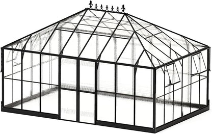 Jocisland 16x12x9.5 FT Polycarbonate Greenhouse- 6 FT Wall Height Outdoor Aluminum Greenhouses with