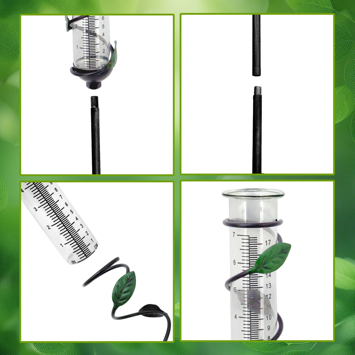 YNGFIL 27" Garden Rain Gauge - 7" Plastic Tube for Outdoor Indoor Use, Patio Yard Decor Statue