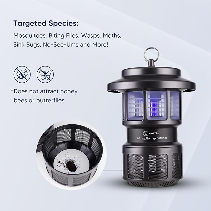 OWLTRA OMT-L20 Indoor & Outdoor Electric Insect Trap, Catcher & Killer Lamp for Mosquitoes, Biting