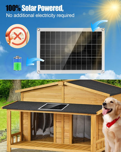20W Solar Powered Vent Fan with Monocrystalline Panel, Dual Blades Solar Ventilation Fan with Metal