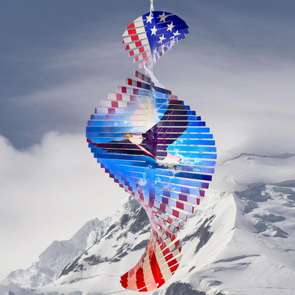 Wind Spinners Outdoor Creates a Soaring Eagle Effect, 3D American Flag Eagle Wind Spinner Hanging
