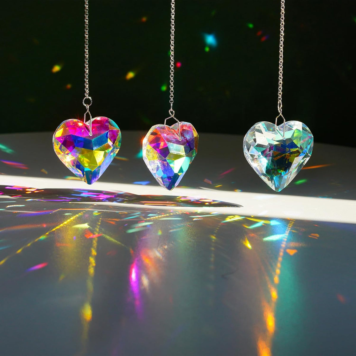 H&D HYALINE & DORA 50mm Geometry Crystal Heart Sun Catcher Prisms Hanging Suncatchers with Glass
