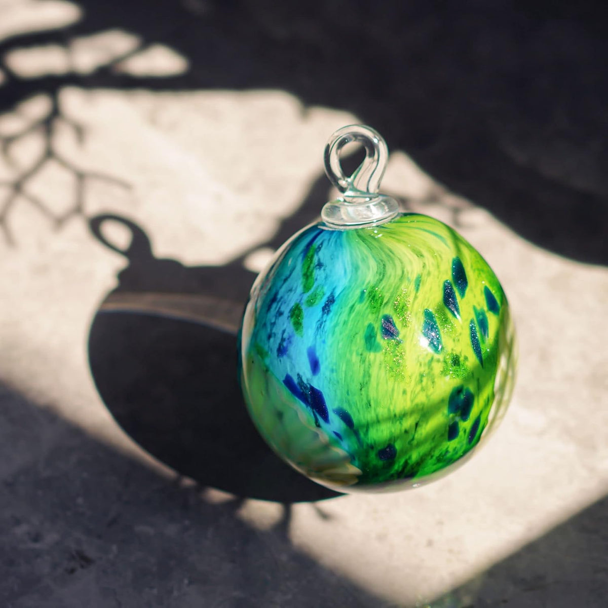 QFkris 4" Hanging Gazing Balls for Gardens Decorative Outdoor Hand-Blown Glass Ornament Friendship