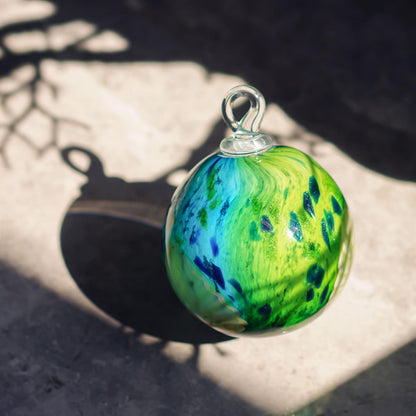 QFkris 4" Hanging Gazing Balls for Gardens Decorative Outdoor Hand-Blown Glass Ornament Friendship