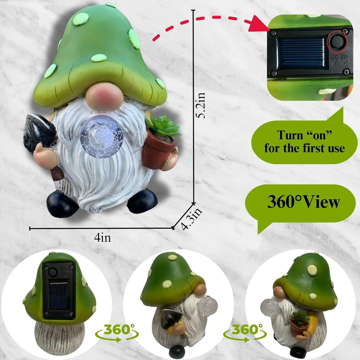 Solar Mushroom Gnomes Garden Statues Outdoor Decor with Night Glow,Cute Fairy Garden Statues for