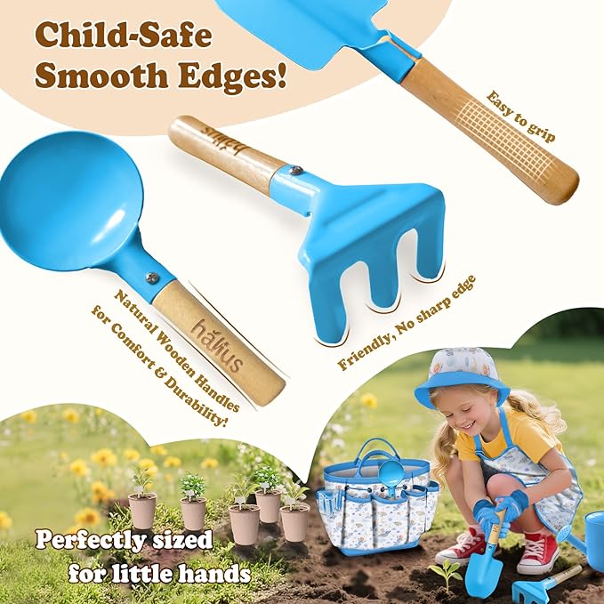 Kids Gardening Tool Set 18PCS Kids Toddler Gardening Set Includes Tote Bag Watering Can Apron Hat