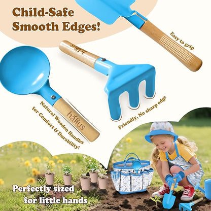Kids Gardening Tool Set 18PCS Kids Toddler Gardening Set Includes Tote Bag Watering Can Apron Hat