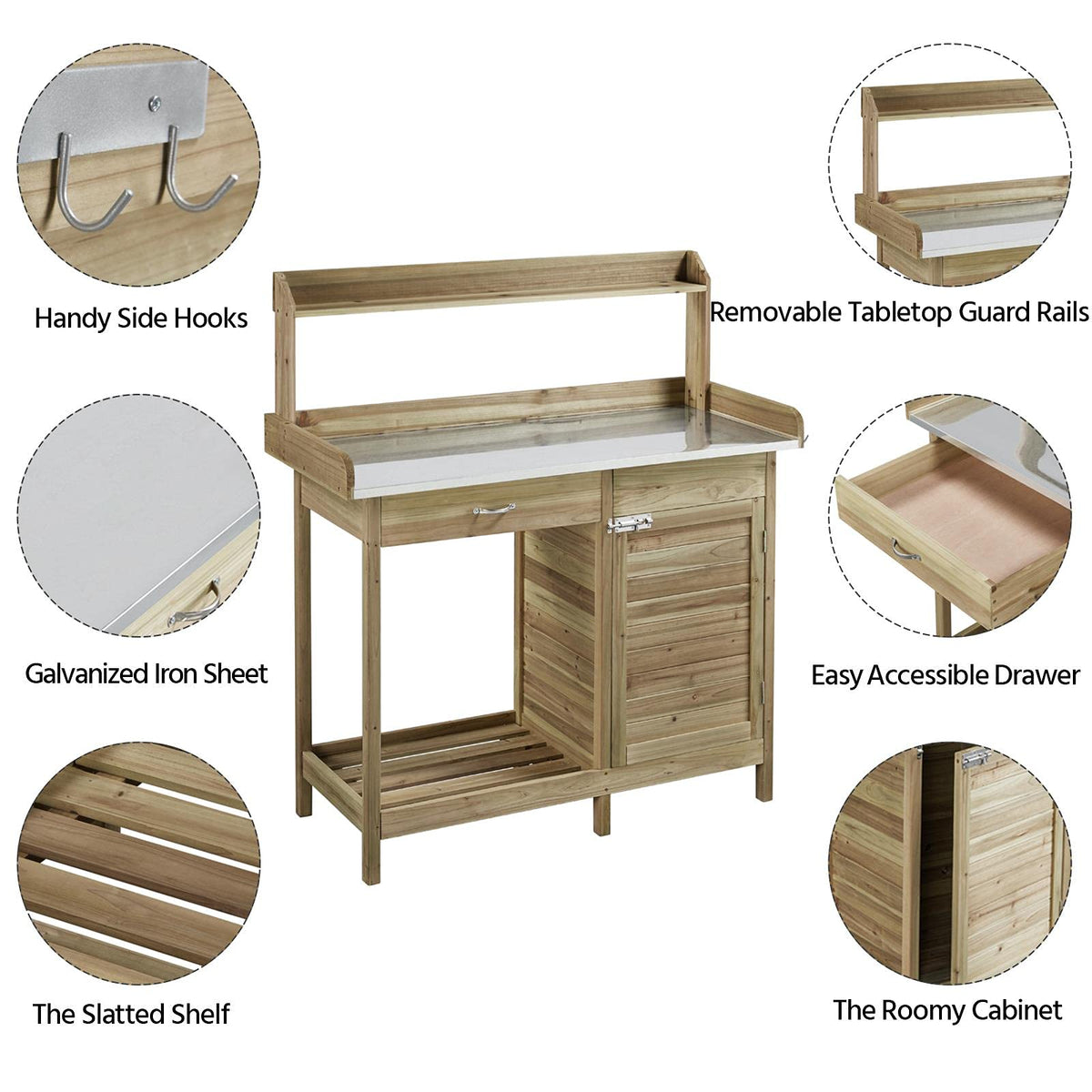Yaheetech Potting Bench Outdoor Potting Table with Storage,Light Green