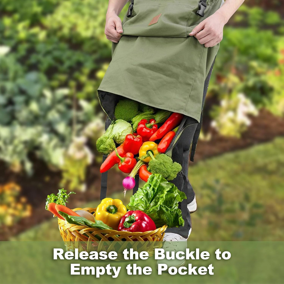 Berry&Bird Harvest Apron, Canvas Gardening Apron with Pockets and Harvesting Pouch Waterproof