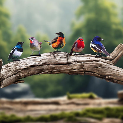 HUYIENO 5PCS Vivid Metal Birds Fence Decor Color Painted Outdoor Garden Natural Bird 2D Sculptures