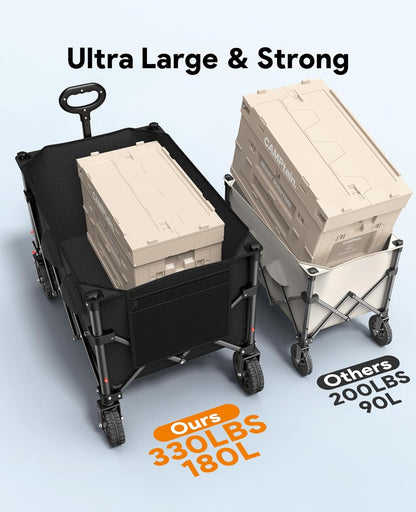 Wagons Carts Foldable, Collapsible Foldable Wagon 330lbs Capacity, Large Capacity Wagon Cart with