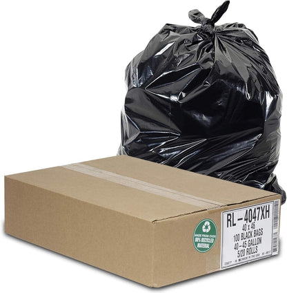 Aluf Plastics 45 Gallon Trash Can Liners (100 Count) - 40" x 46" - Thick 1.5 MIL Equivalent Black