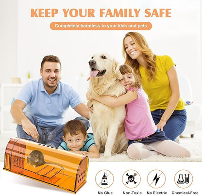 6 Pack Live Mouse Traps No Kill, Humane Mouse Traps Indoor for Home, Reusable Mice Trap Catcher for