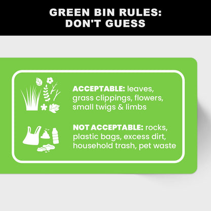 Yard Waste Sticker - Yard Waste Bin Sign - with Helpful Tips and Do & Don't Reminder - 3-5 Year